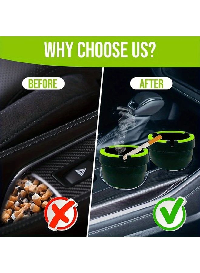 كأس منفضة سجائر محمولة ذات توهج أخضر في الظلام ومطفأة ذاتيًا لحامل رماد السيارة - Image 5